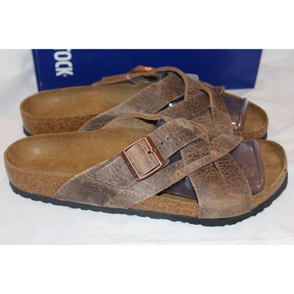 BIRKENSTOCK MEN\'S LUGANO LEATHER‎ SANDALS OLD TOBACCO EU 42 REGULAR NIB main image 5